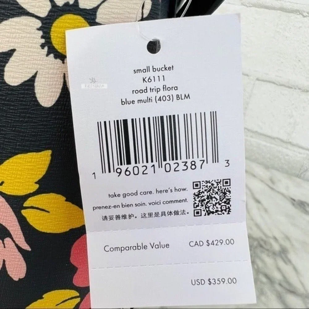 Kate Spade Darcy Road Trip Floral Bucket Bag Crossbody Blue Multi